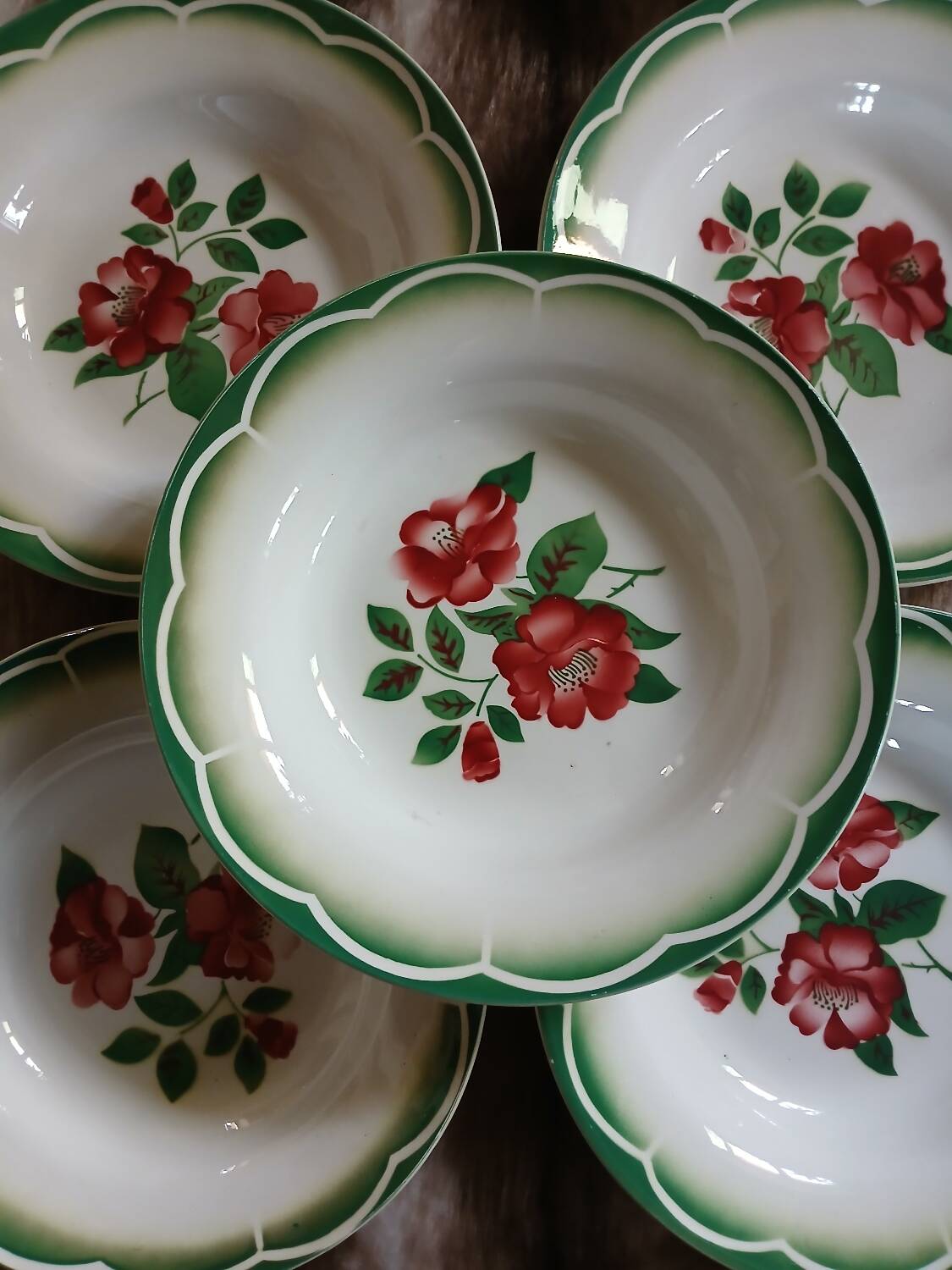 6 antique deep plates from Digoin and Sarreguemines