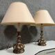 Paire de lampes chandeliers en bois doré et argenté, circa 1900