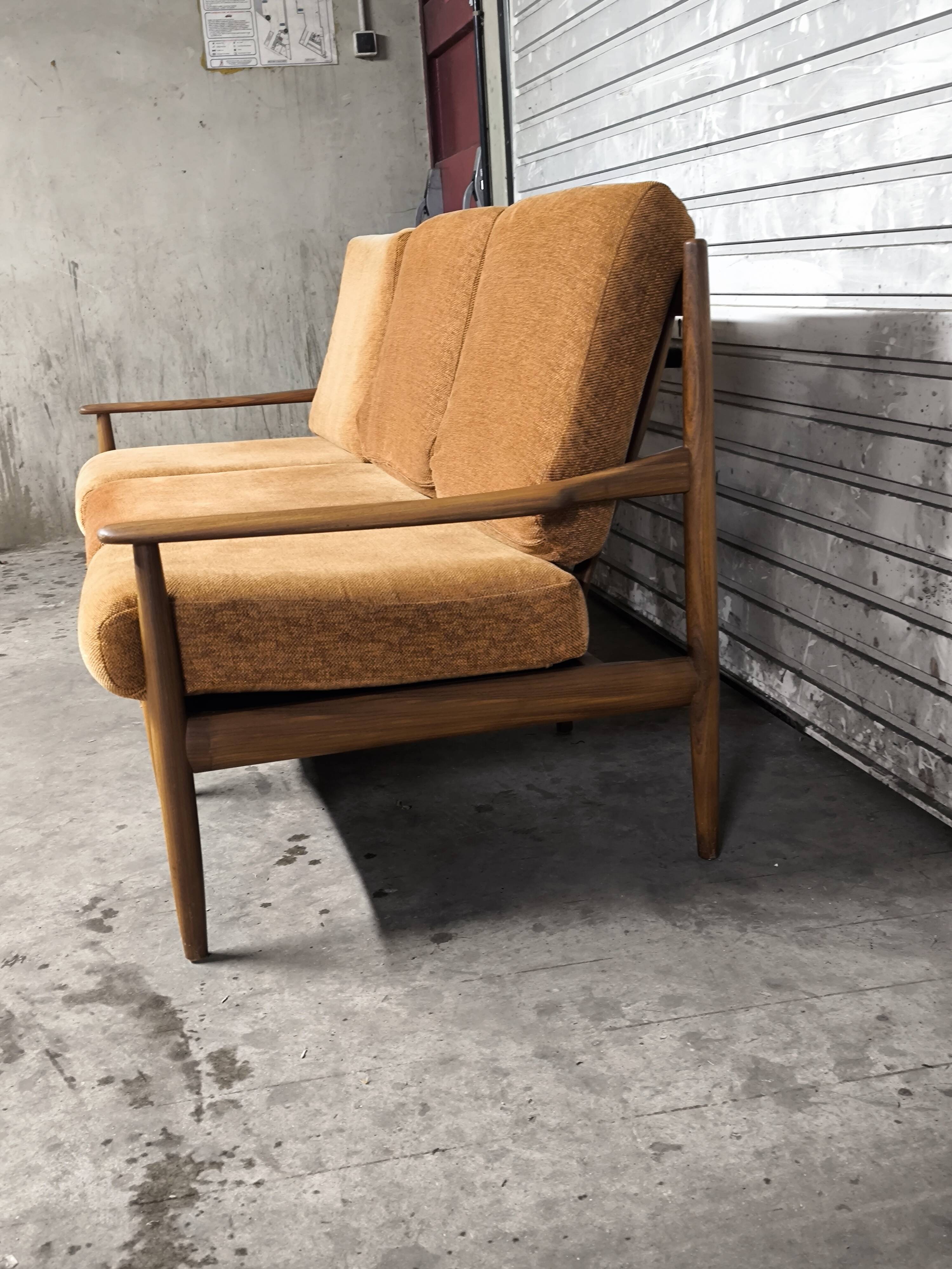 Vintage Scandinavian teak sofa bench from the 1960s.