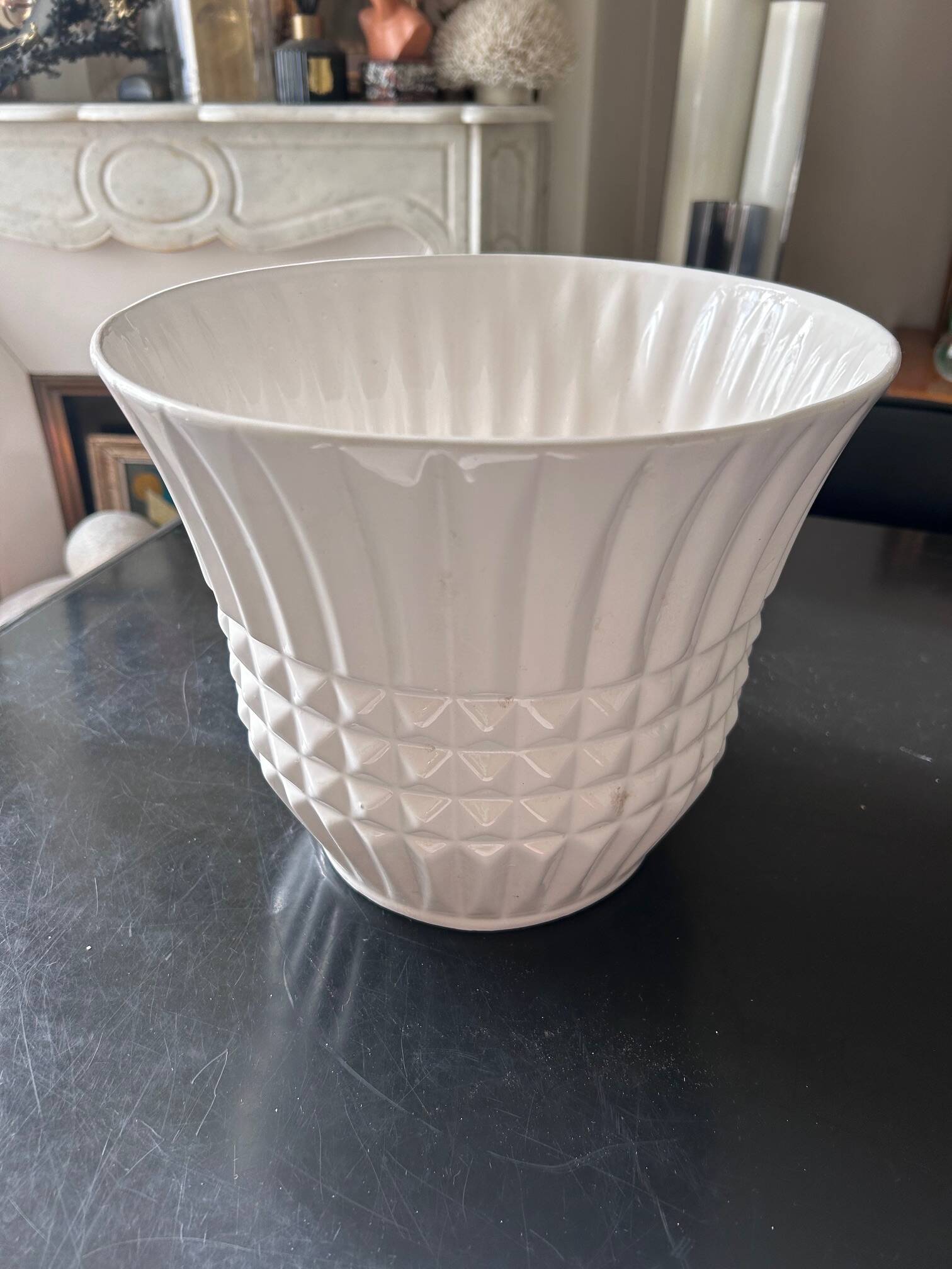 large white earthenware planter