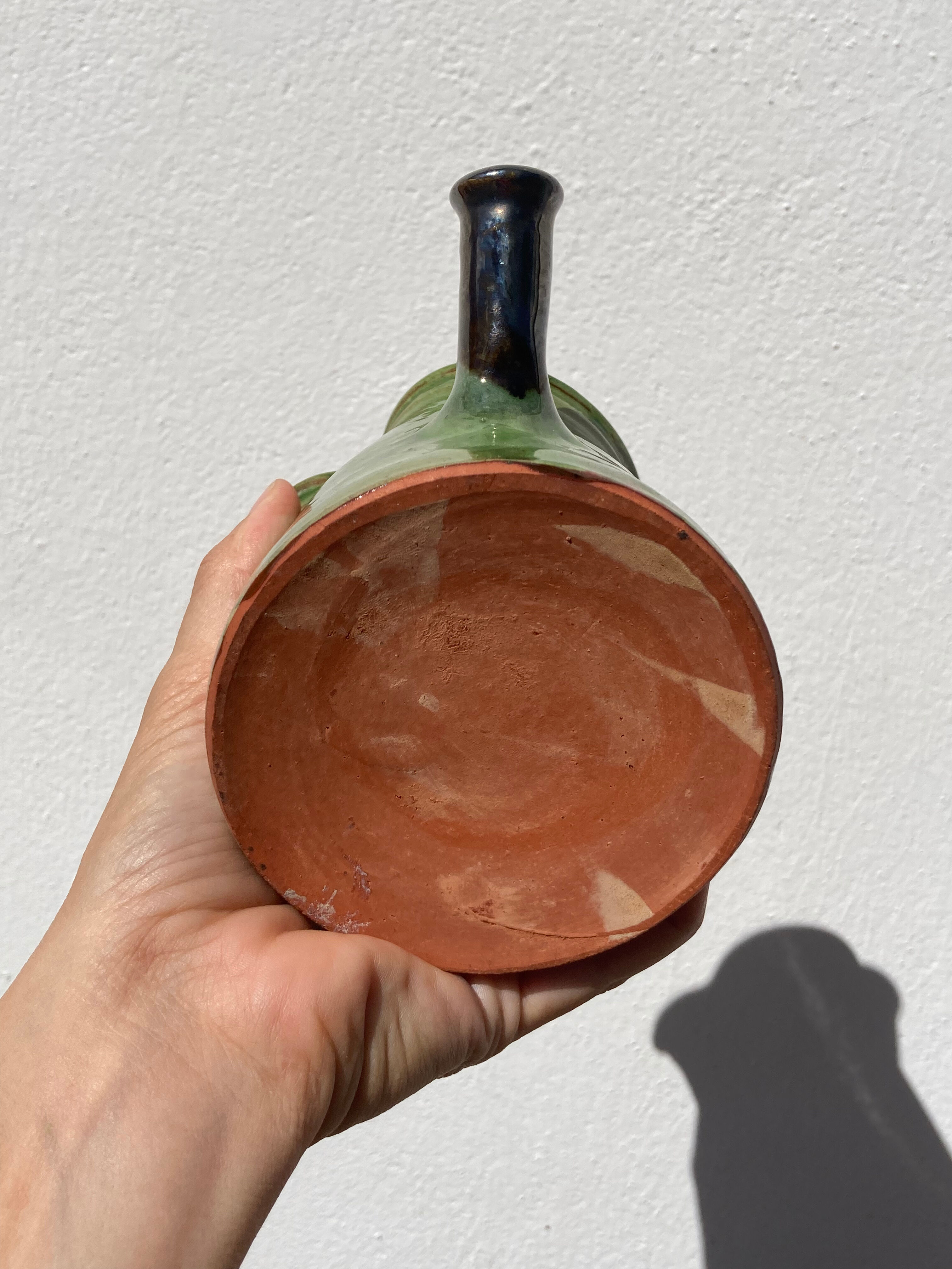 Coffee service signed Poterie de Marnaz including cups and pitcher in glazed terracotta