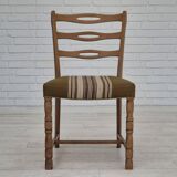 1970s, set of 4 Danish dining chairs in oak wood, green furniture wool.