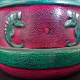 Large Art Deco pitcher in terracotta fish motifs, signed