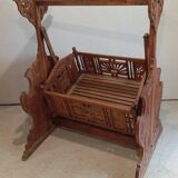 Solid teak carved swing cradle