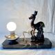 Art Deco bedside lamp - Globe and fawn on marble base