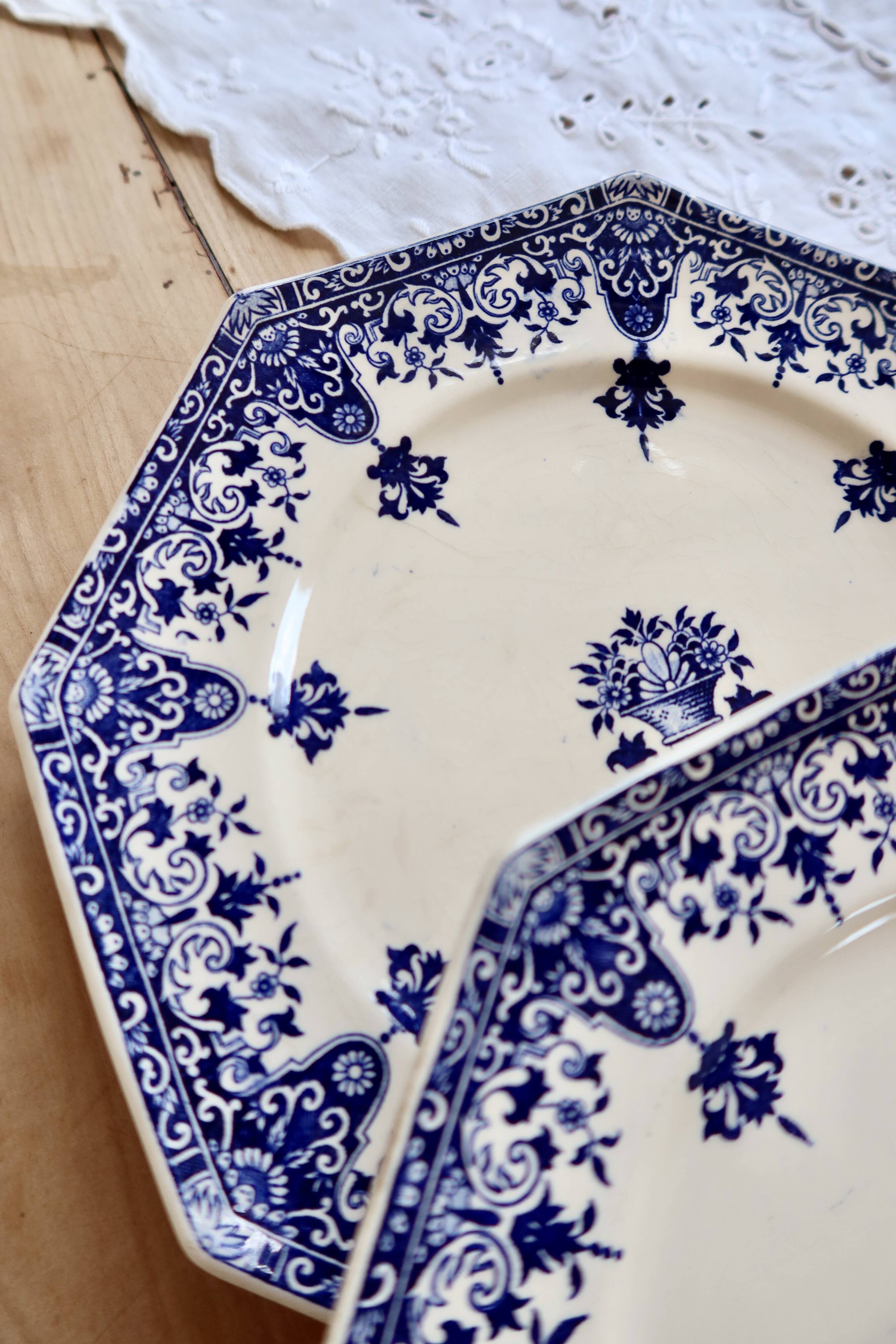 6 dessert plates ironstone Longchamp Rouen 19th century