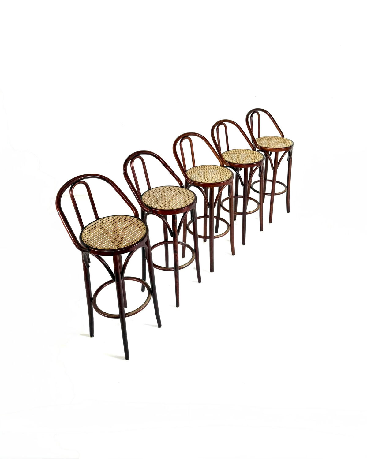 5x vintage rattan barstool, style Thonet ‘60
