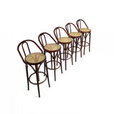 5x vintage rattan barstool, style Thonet ‘60