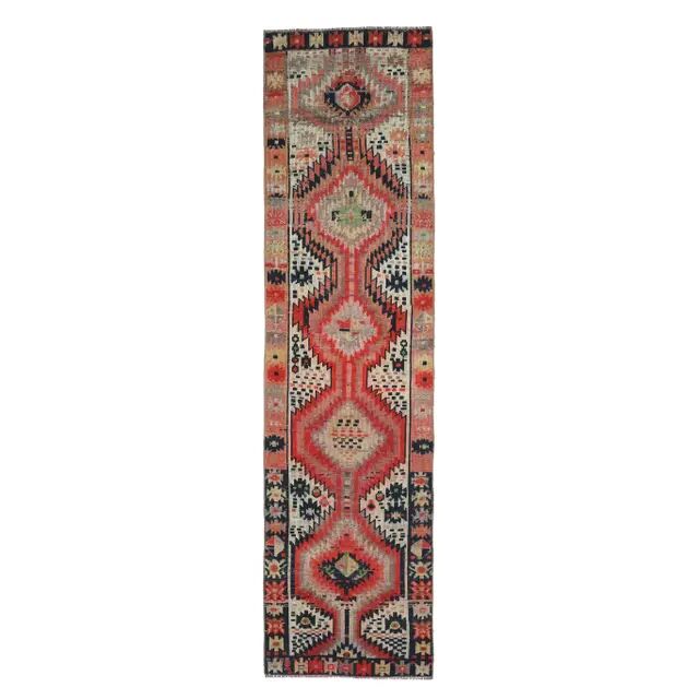 Vintage Turkish Oushak handmade wool runner 81x313