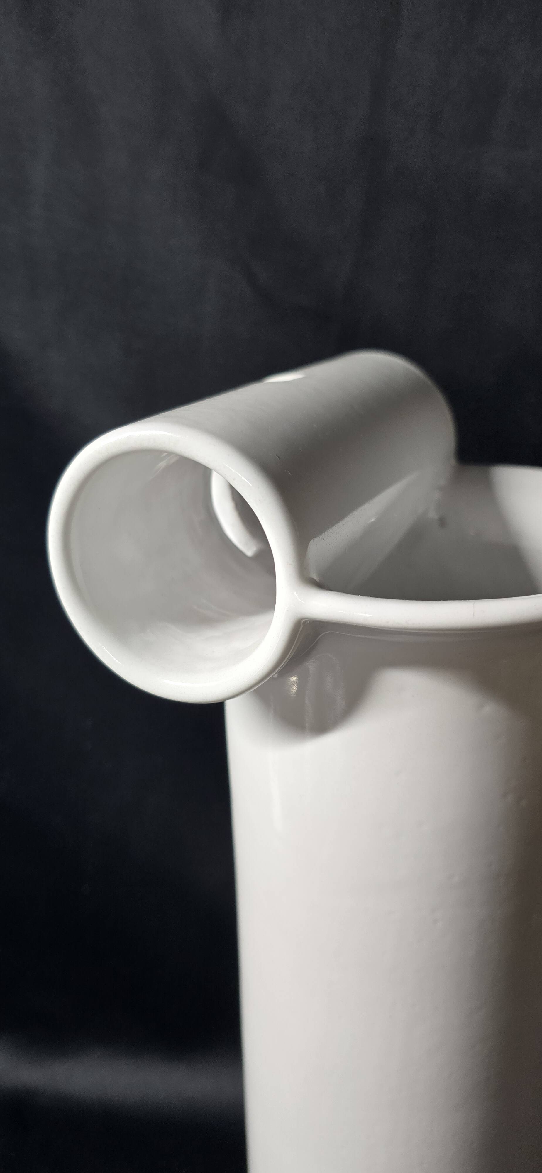 Enzo Bioli (1832) white ceramic vase for Il Picchio, Italy 1950s
