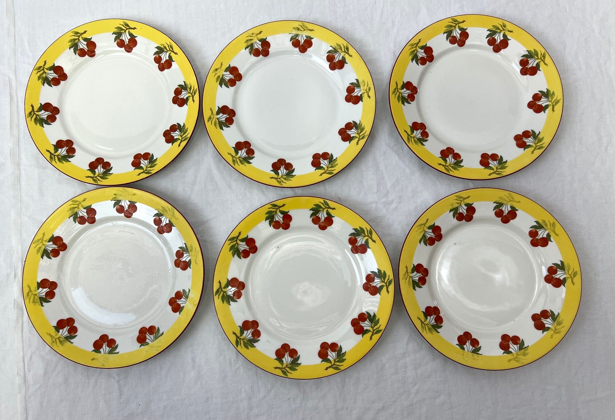 6 dessert plates vintage cherry Limoges porcelain