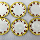 6 dessert plates vintage cherry Limoges porcelain
