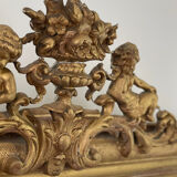 Old mirror louis Philippe gilded gold leaf pediment angels