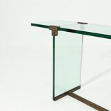 Console Peter Ghyczy modèle T30 en verre et laiton, années 1970