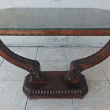 Art Deco style coffee table in carved natural wood