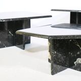 Postmodern marble nesting tables Italy, set of 3, 80s 90s