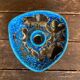 Vintage blue fat lava ceramic cyclops candle holder charles cart