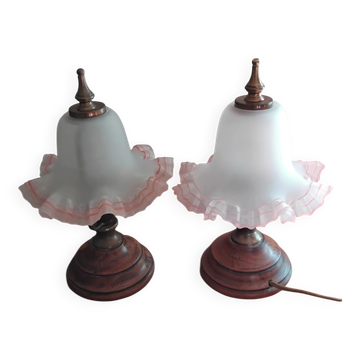 Set of two Art Nouveau bedside lamps.