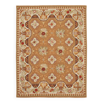 Handmade European Vintage Aubusson Kilim 236 cm x 306 cm