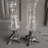 Paire de vases en verre émaillé