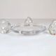 Midcentury Set of 3 Vases and Plate in Clear Crystal Glass Orrefors Sweden 1950