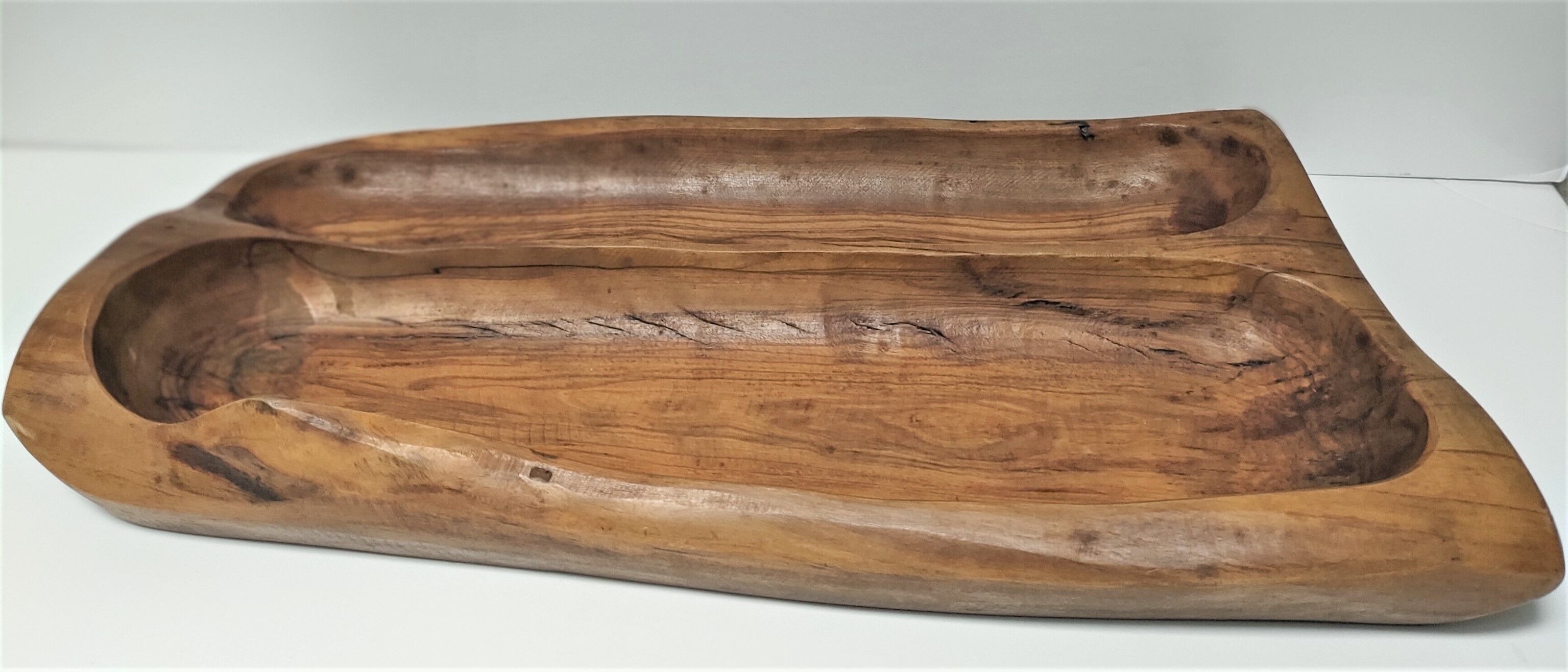 Sculptural cut solid walnut vintage monoxyl