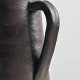 Pitcher, watering can in dark brown ceramic with matte finish.