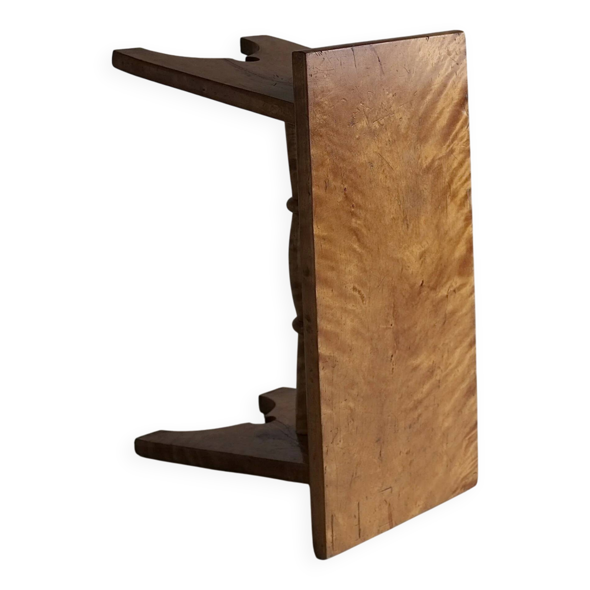 Rustic solid Karelian birch stool | Latvia | 1950s