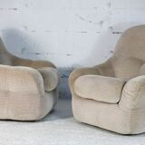 Pair of armchairs "space age". Beige corduroy velvet. France, circa 1970