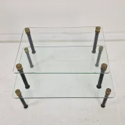 French Modernist Glass and Brass Display Tables with 'P. Andrieux', 1930's