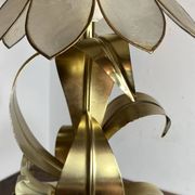 Brass lamp, metal and mother-of-pearl