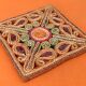 1970s multicolored raffia trivet square shape: