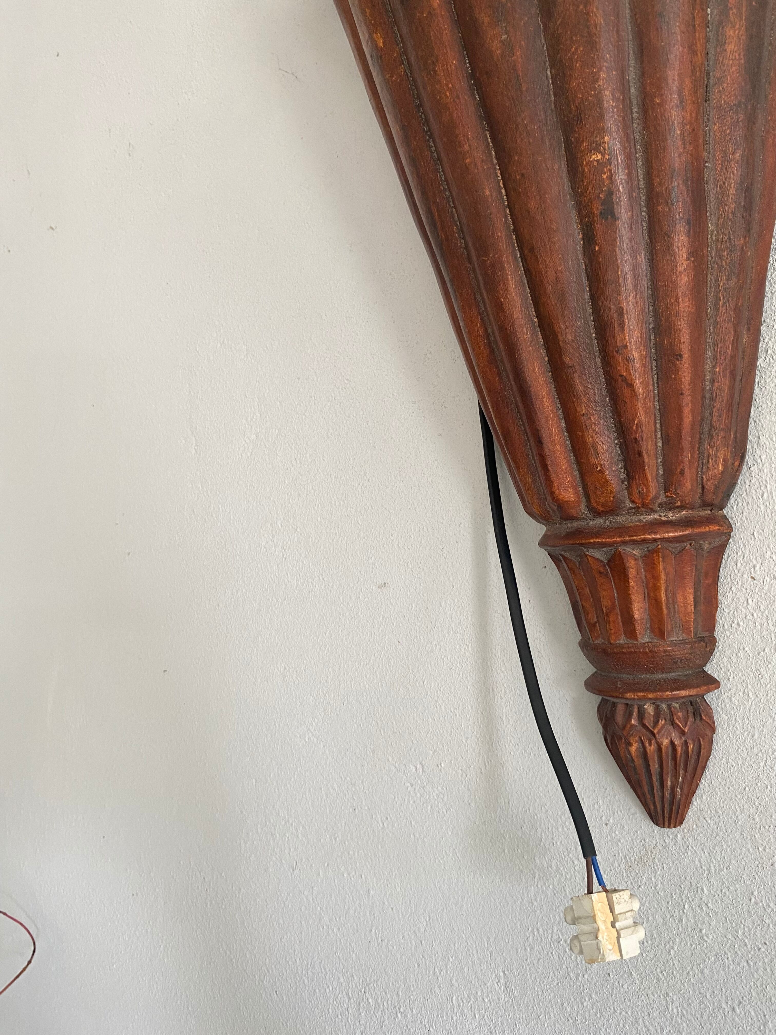 Asian wall lamp electrified wood