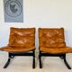Vintage norwegian mid century leather Seista chairs by Ingmar Relling