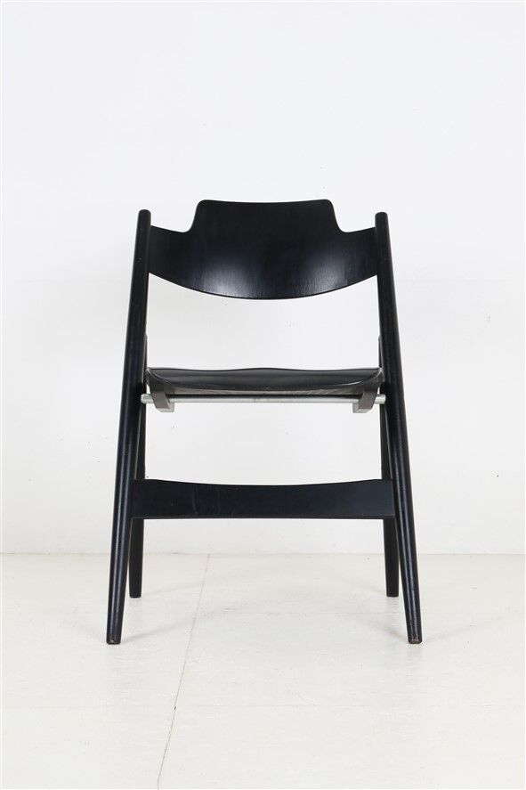 Black Mid Century “SE18” folding chair by Egon Eiermann for Wilde + Spieth