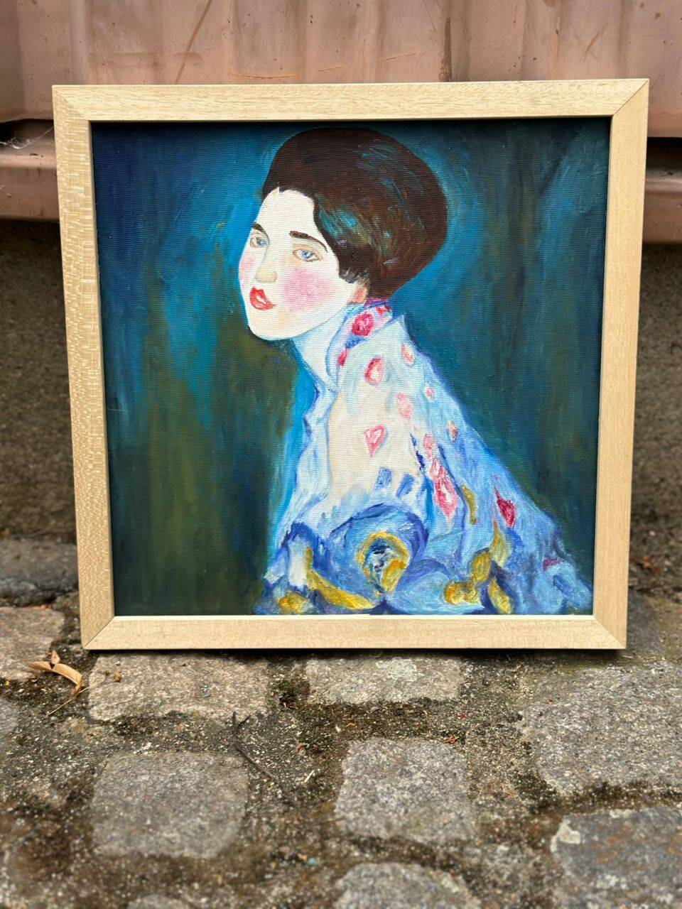 5 tableaux, reproductions peintes à la main hommage à Gustav Klimt