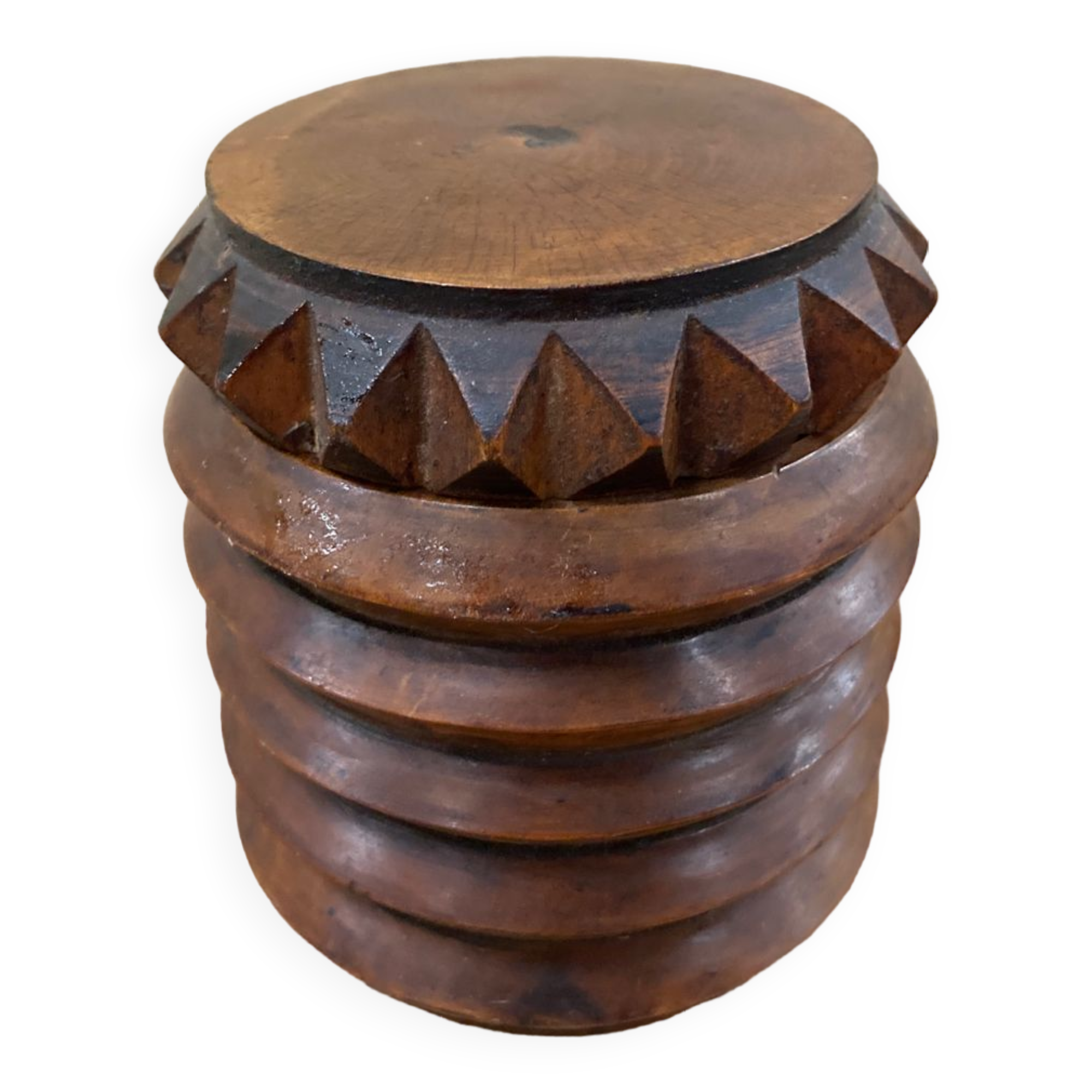 Round art deco wooden box 1930 Courchevel 1850