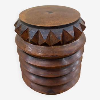 Round art deco wooden box 1930 Courchevel 1850
