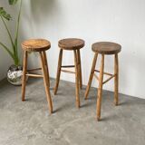 Set of three high tripod farmhouse stools