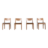 Set of 4 midcentury teak and leatherette chairs