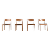 Set of 4 midcentury teak and leatherette chairs