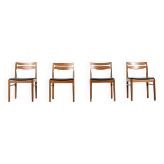 Set of 4 midcentury teak and leatherette chairs