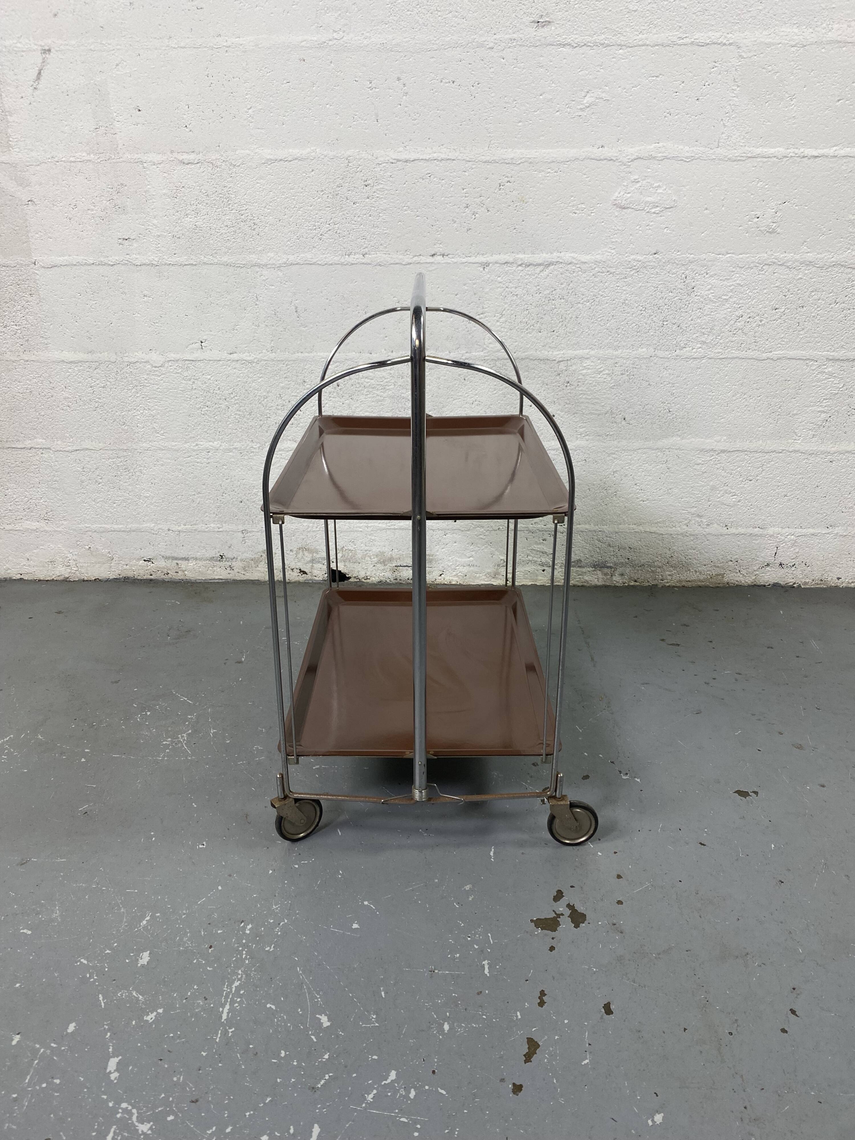 Chariot desserte pliable mid-century de Bremshey Solingen, 1950s