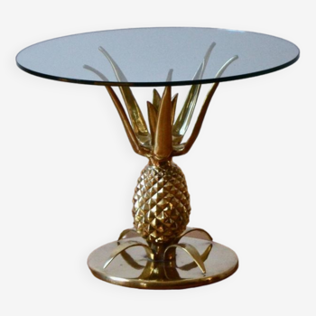 Sculptural brass and glass pineapple coffee table, france, 1970s, paris