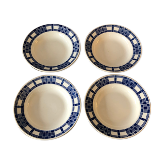 4 hollow plates made of ancient earthenware