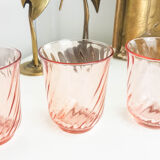 Set of 6 vintage pink depression glass tea or water glasses Rosaline French glassworks Arcoroc Luminarc
