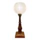 lampe chandelier en bronze doré XIXe avec globe en verre pointe de diamant