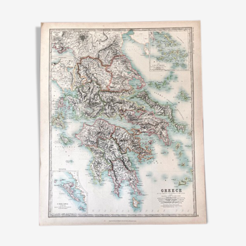 Carte ancienne : la Grèce by Keith Johnston - XIXe