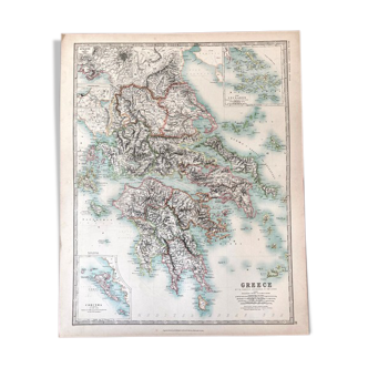 Carte ancienne la Grèce de Keith Johnston - XIXe