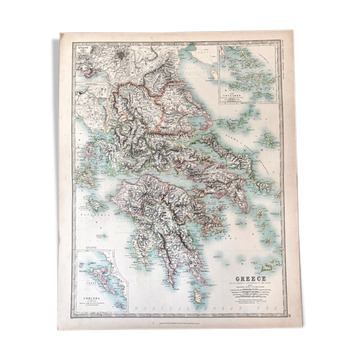 Carte ancienne : la Grèce by Keith Johnston - XIXe